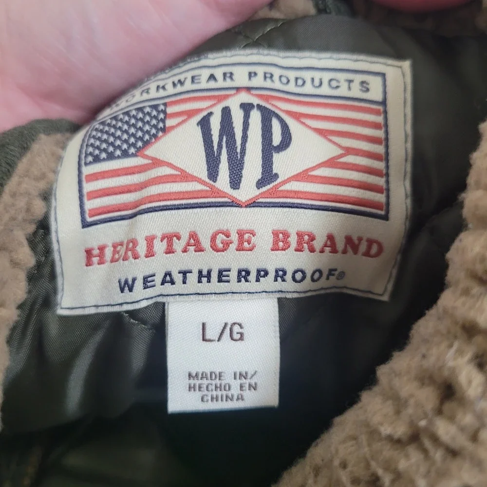 Weatherproof Heritage Brand Large Canvas Workwear Vest Mens Olive Green Sherpa‎